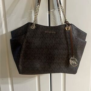 Michael Kors Dark Brown Tote with Gold Accents